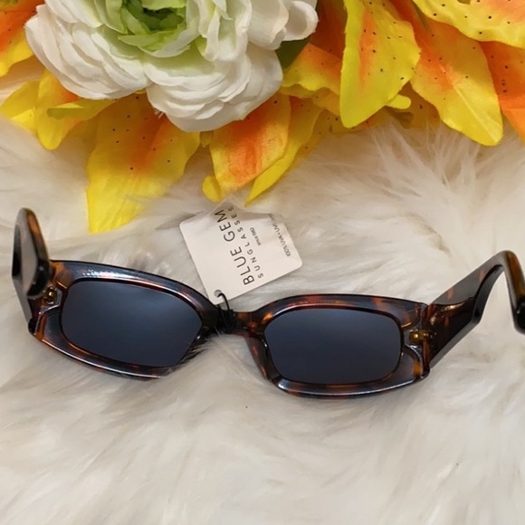 Square Frame Mixed Clear Brown Sunglasses By Blue Gem NEW! - Picture 3 of 4
